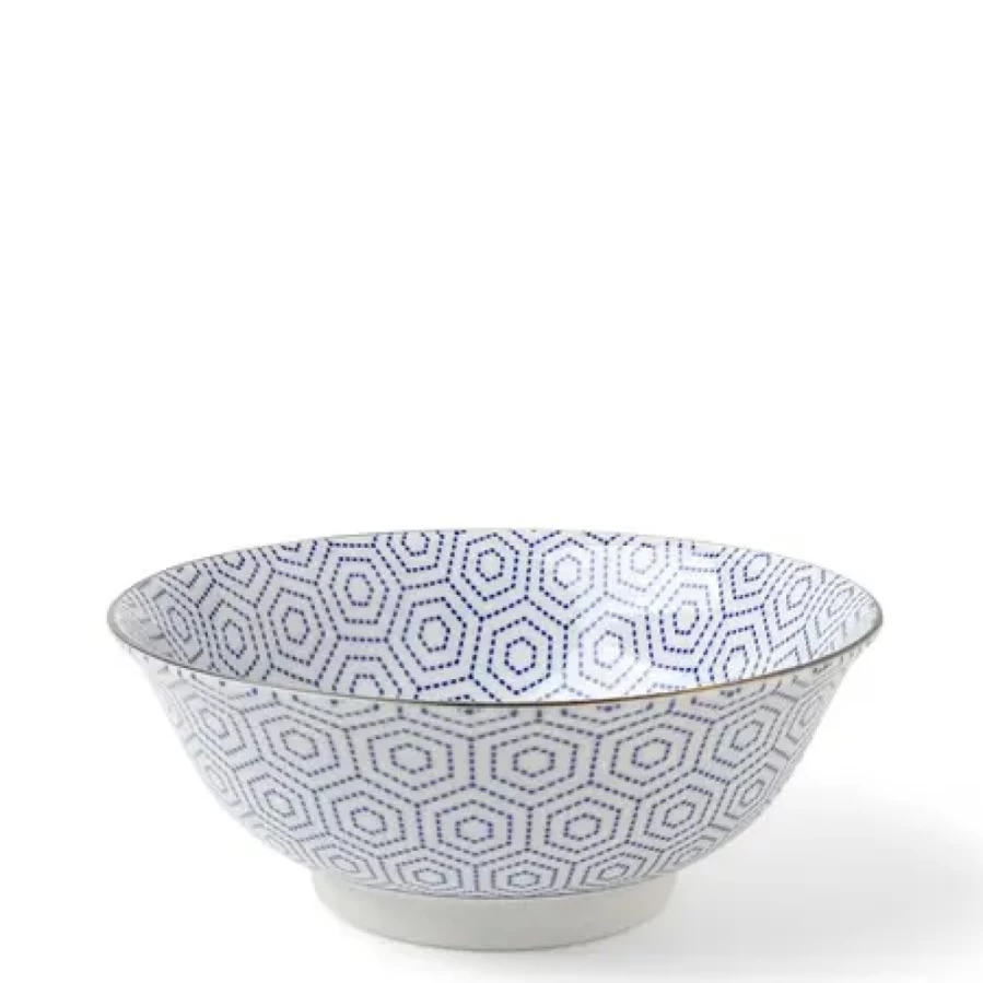 Miya Company Indigo Tortoise Shell Ramen Bowl - Stylish Japanese Noodle Dishware