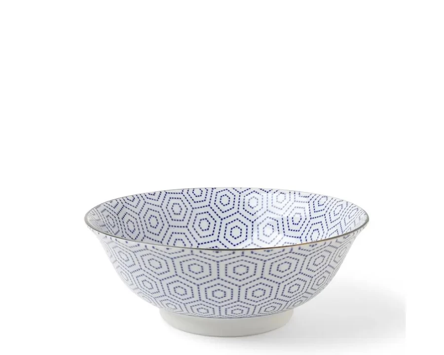 Miya Company Indigo Tortoise Shell Ramen Bowl - Stylish Japanese Noodle Dishware