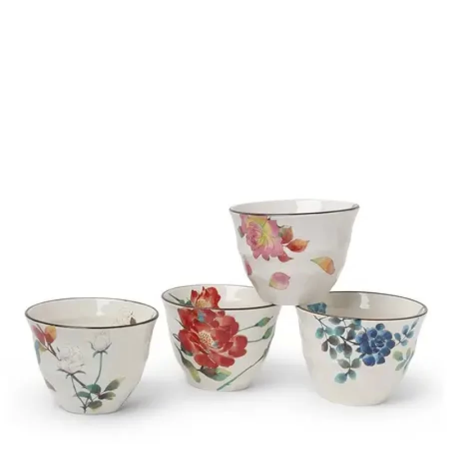 Miya Company Floral Summer Teacup Set - 7 Oz. Porcelain Tea Cups for Afternoon Tea, Giftable Vintage Cup and Saucer Set
