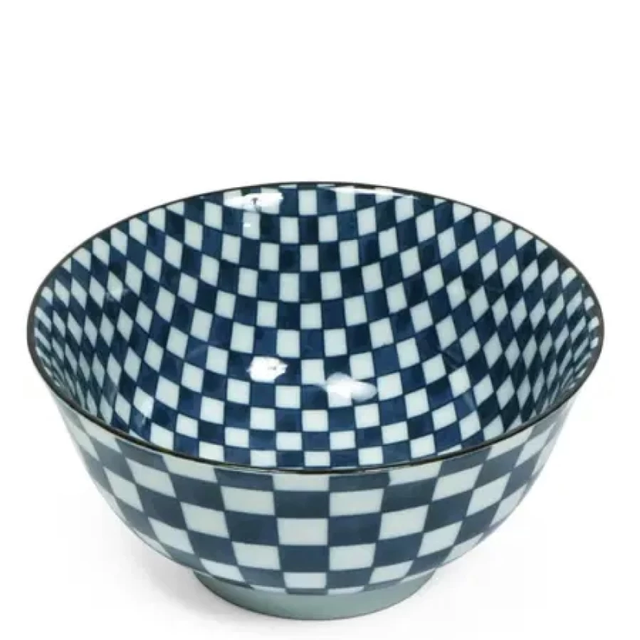 Miya Company Ichimatsu Checker Pattern 6-Inch Ceramic Bowl for Dining & Serving