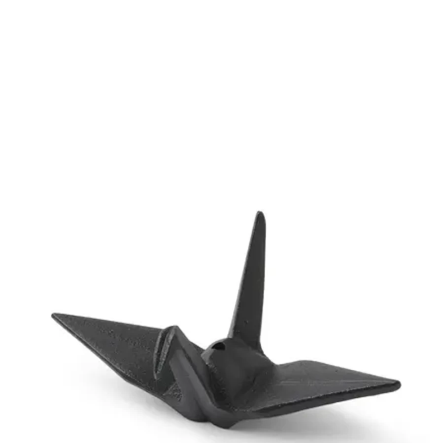 "Elegant Black Peace Crane Incense Holder by Miya Company – Handcrafted Home Decor"