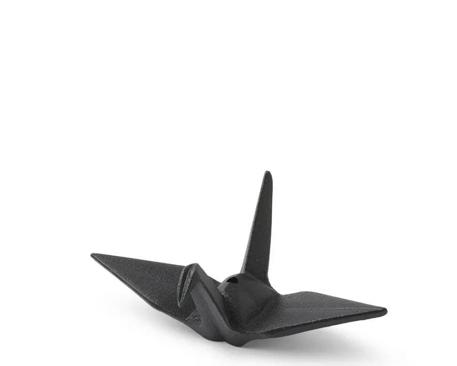 "Elegant Black Peace Crane Incense Holder by Miya Company – Handcrafted Home Decor"