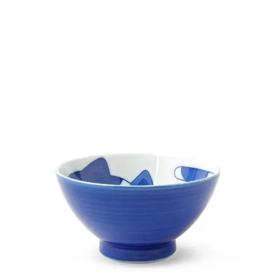 Miya Company Blue Cat Design Ceramic Rice Bowl 4.5 Inch Small Pet Themed Dining Dish