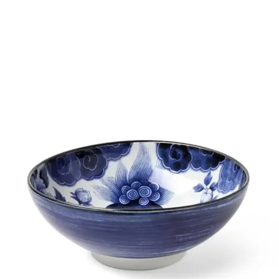 Miya Company Komainu 8.5 Inch Ceramic Serving Bowl - Japanese Style Decorative Soup Noodle Dish