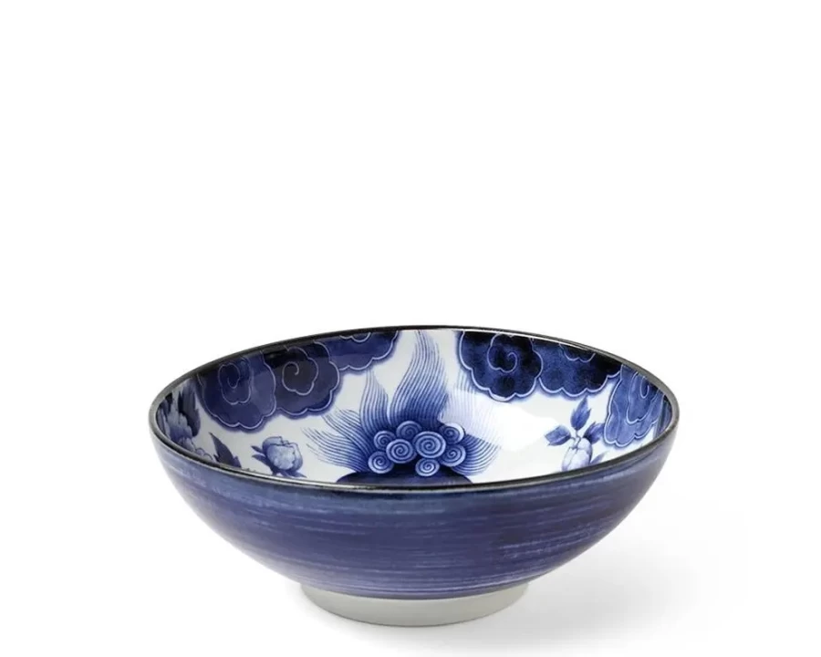 Miya Company Komainu 8.5 Inch Ceramic Serving Bowl - Japanese Style Decorative Soup Noodle Dish