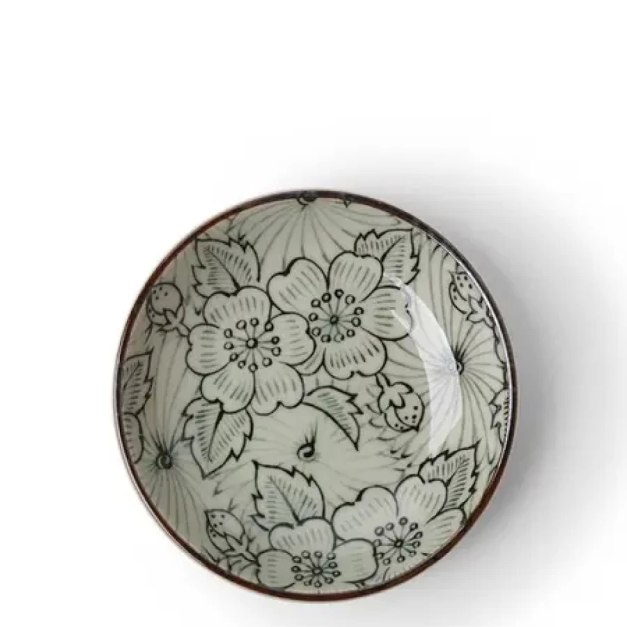 Miya Company Indigo Sakura Ceramic Sauce Dish - Handcrafted Japanese Style Dipping Bowl