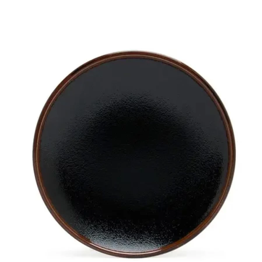 Miya Company Tenmoku Glaze 6.5 Inch Round Ceramic Plate - Handcrafted Japanese Style Dishware