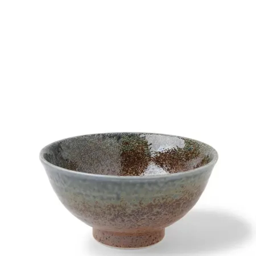 Miya Company Blue Sand Crackle Ceramic Bowl 6.25 Inch Handmade Crackled Glaze Decorative Serving Dish