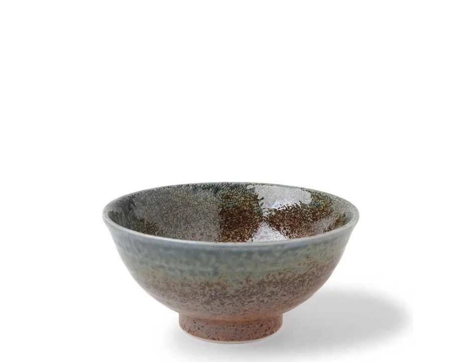 Miya Company Blue Sand Crackle Ceramic Bowl 6.25 Inch Handmade Crackled Glaze Decorative Serving Dish