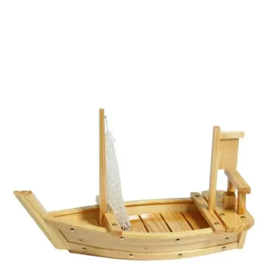 "Miya Company 29 Inch Wooden Sashimi Platter - Premium Sushi Serving Boat for Japanese Cuisine"