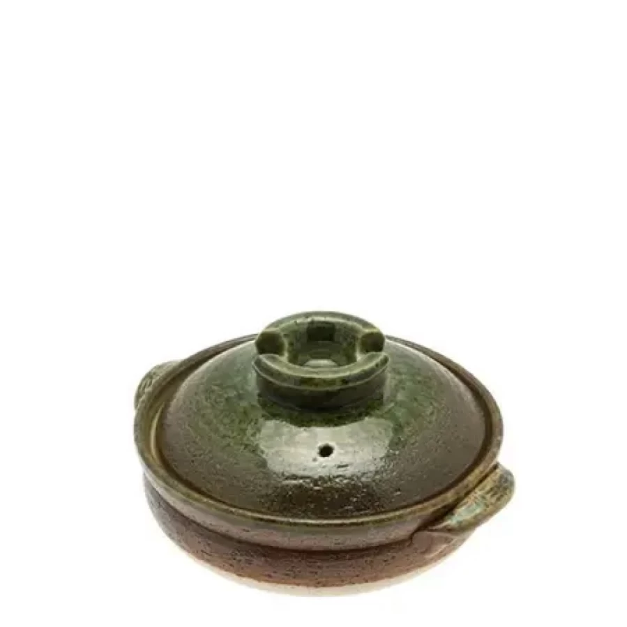 Miya Company Donabe Casserole Pot - 6-Person Earth Green Clay Pot for Traditional Japanese Hot Pot
