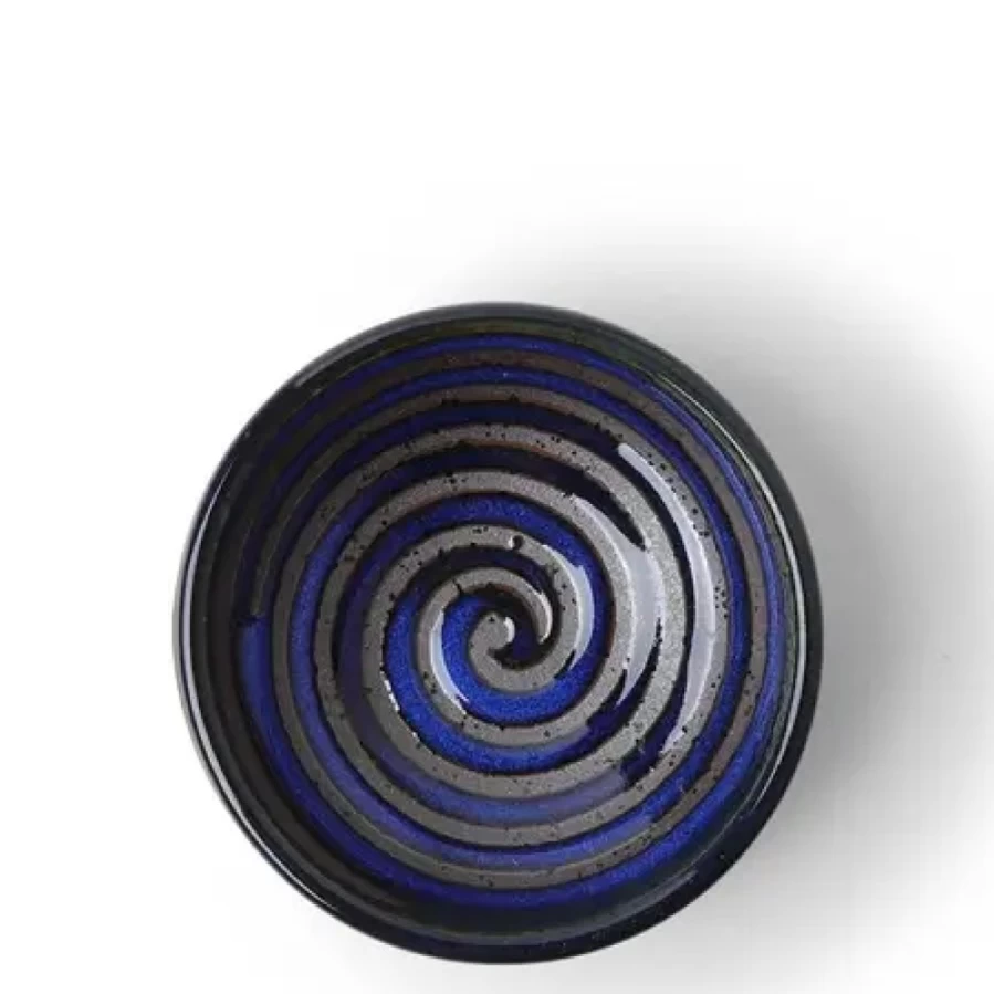Miya Company Lapis Crystalline Swirl Sauce Dish – Elegant Ceramic Condiment Bowl