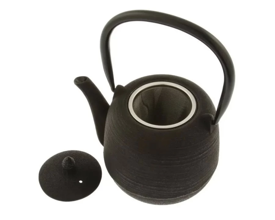 Miya Company Cast Iron Teapot with Black Jujube Infuser - 0.9L Japanese Style Teapot for Loose Leaf Tea