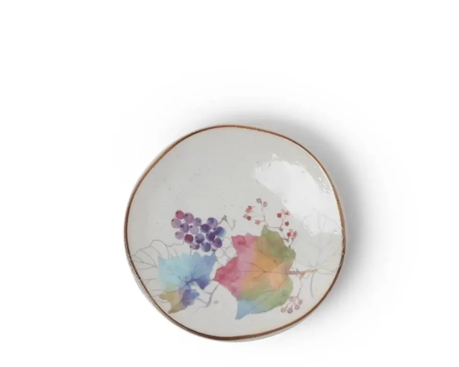 Miya Company Floral Mini Plate with Rainbow Leaves Design - Decorative Ceramic Dish for Home Decor