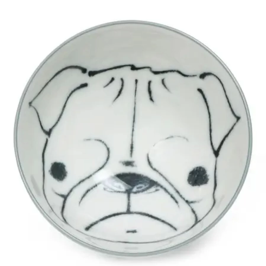 Miya Company 4.5" Pug-Themed Ceramic Rice Bowl - Dog Days Collection