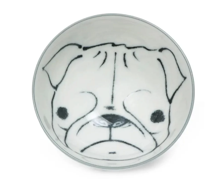 Miya Company 4.5" Pug-Themed Ceramic Rice Bowl - Dog Days Collection