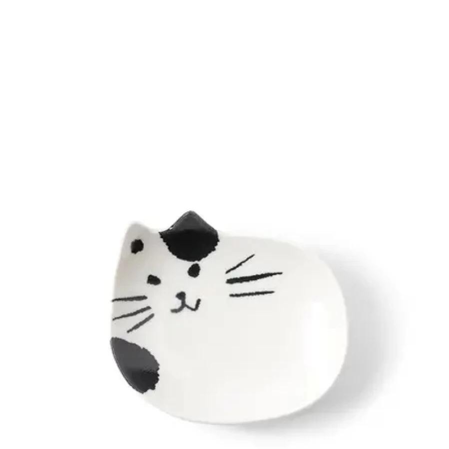 "Miya Company Cozy Cat-Shaped Sauce Dish for Pets – Elegant Ceramic Bowl for Cats"
