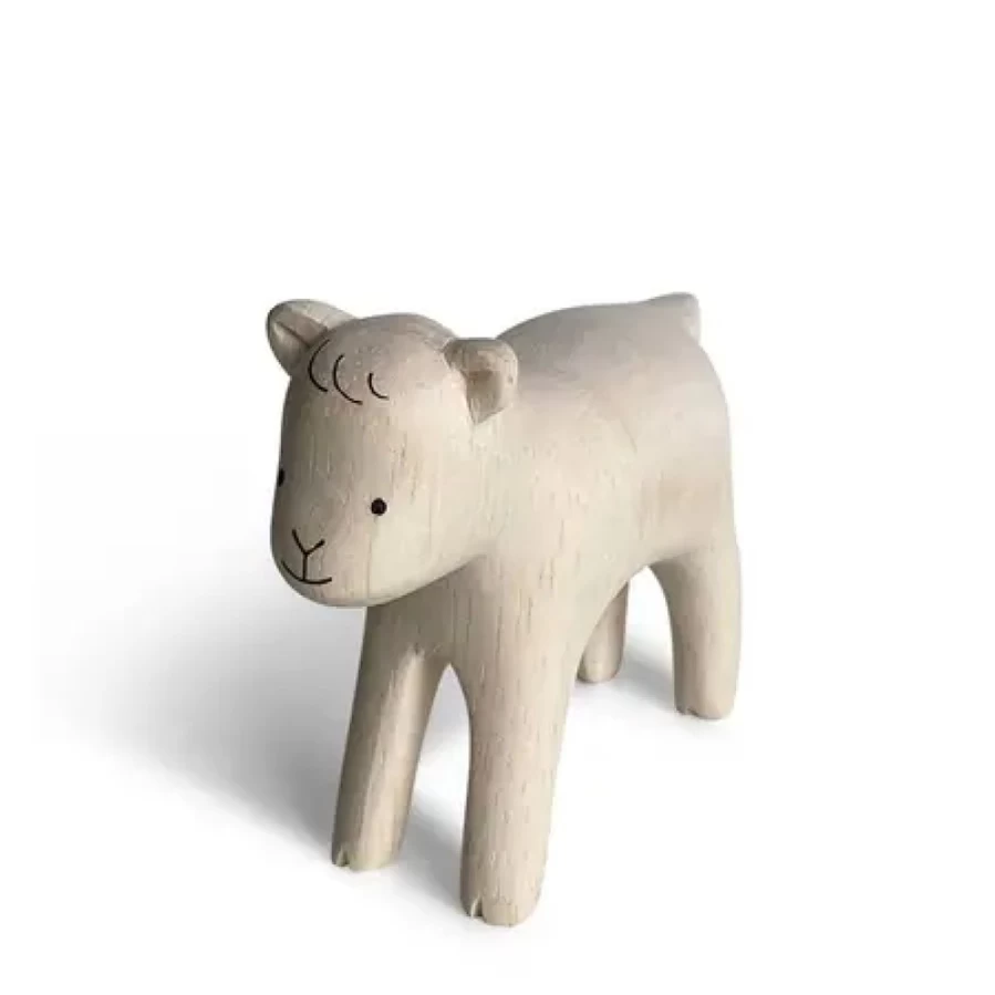 Miya Company T-Lab Wooden Animal Toy - Handcrafted Kid Goat Figurine for Children's Playroom & Nursery Decor