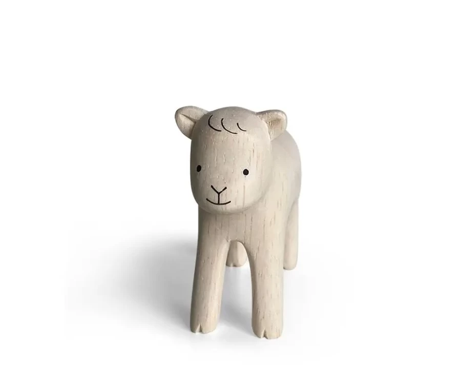 Miya Company T-Lab Wooden Animal Toy - Handcrafted Kid Goat Figurine for Children's Playroom & Nursery Decor