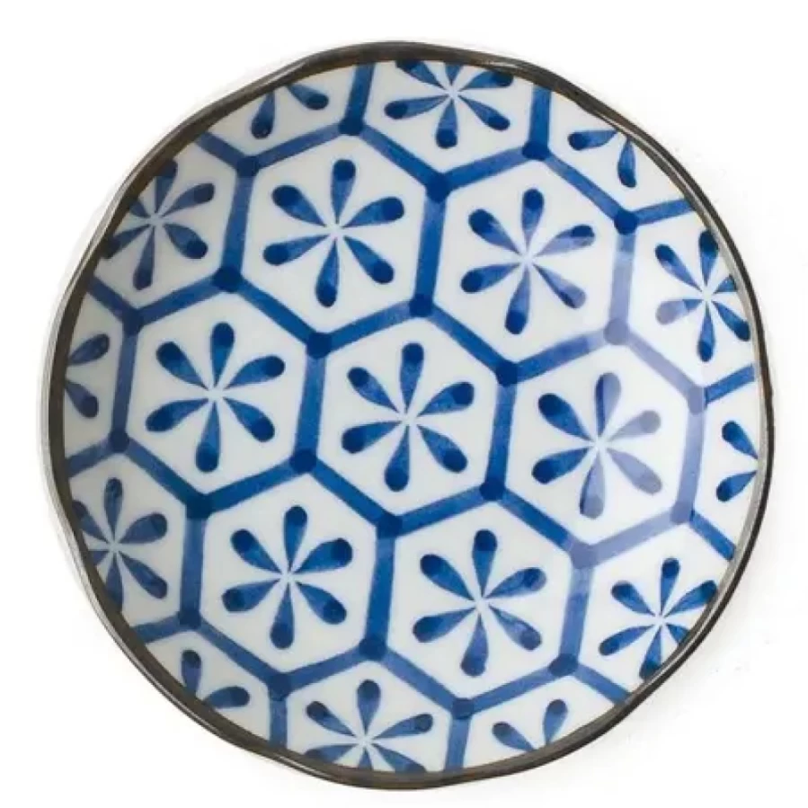 Miya Company Hana-Kikkou Ceramic Plate 4.5 Inch Decorative Japanese Floral Design Dish
