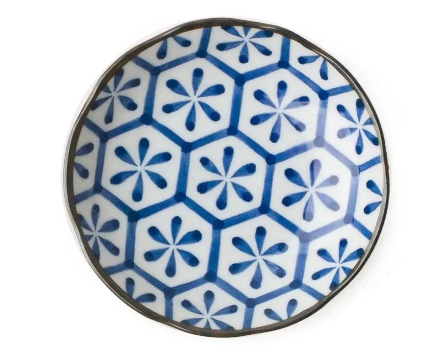 Miya Company Hana-Kikkou Ceramic Plate 4.5 Inch Decorative Japanese Floral Design Dish