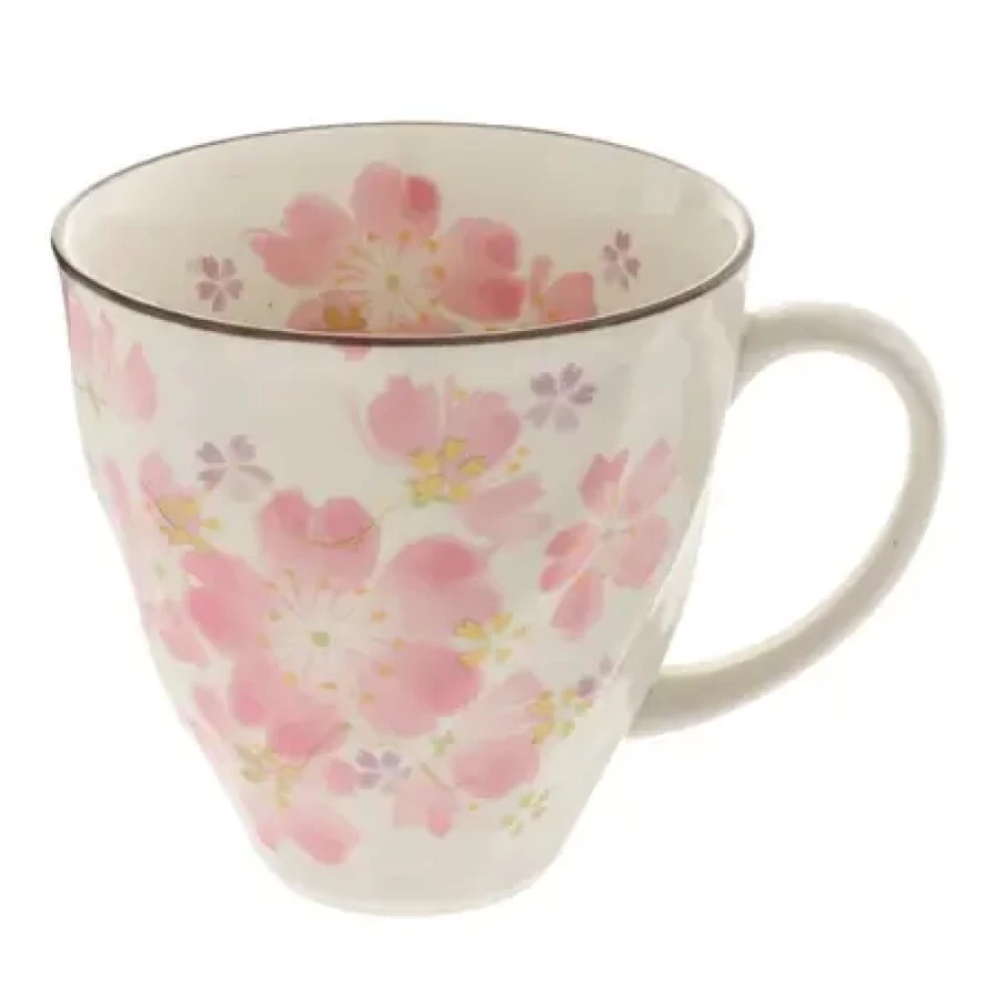 Miya Company Sakura Matsuri Ceramic Coffee Mug 8 Oz - Japanese Cherry Blossom Design