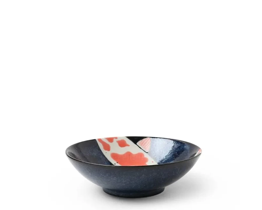 Miya Company Namako Koi Fish Design 5.75 Inch Ceramic Shallow Bowl for Soup, Salad, or Sushi Serving