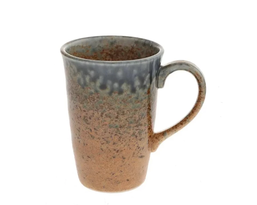 Miya Company Blue Sand Crackle Ceramic Mug - Handmade Crackle Glaze Coffee Cup