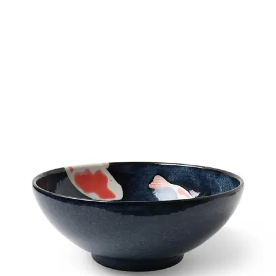 Miya Company Namako Koi 8.25-Inch Ceramic Noodle Bowl for Ramen and Soup