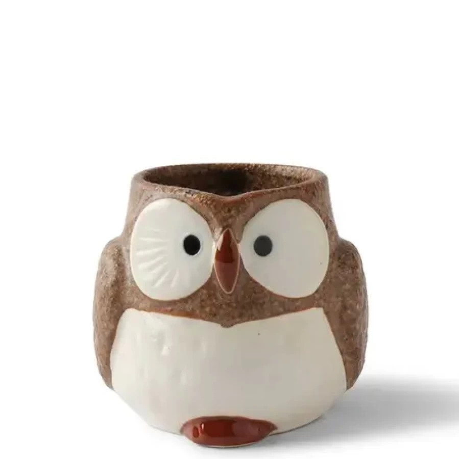 "Miya Company Owl Design Brown Ceramic Coffee Mug - 11 Oz Capacity"