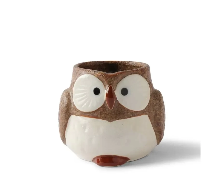 "Miya Company Owl Design Brown Ceramic Coffee Mug - 11 Oz Capacity"