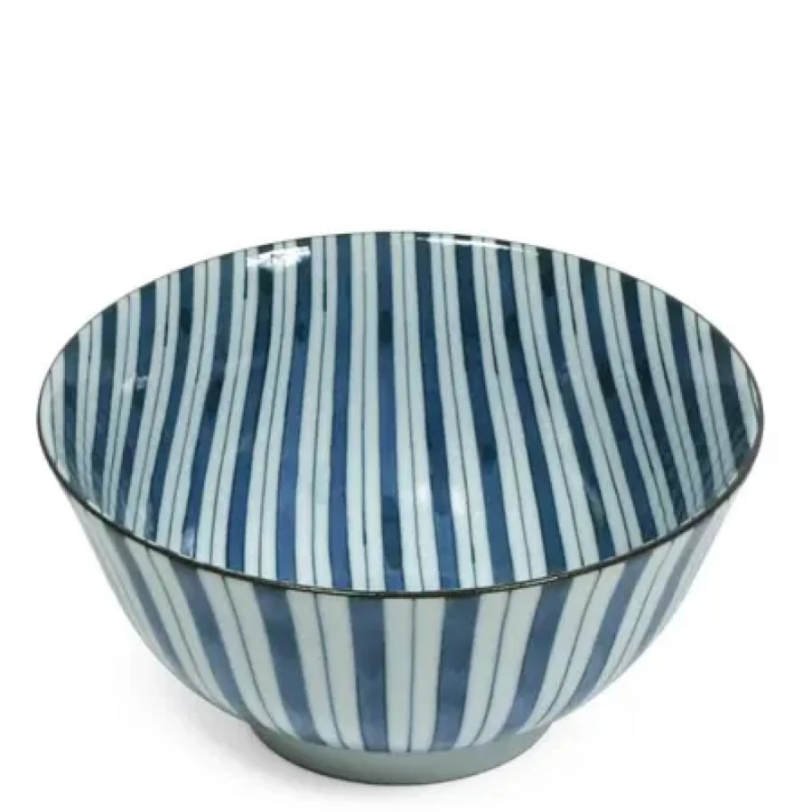 Miya Company Tokusa Stripes 6-Inch Decorative Ceramic Bowl