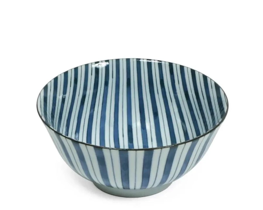 Miya Company Tokusa Stripes 6-Inch Decorative Ceramic Bowl