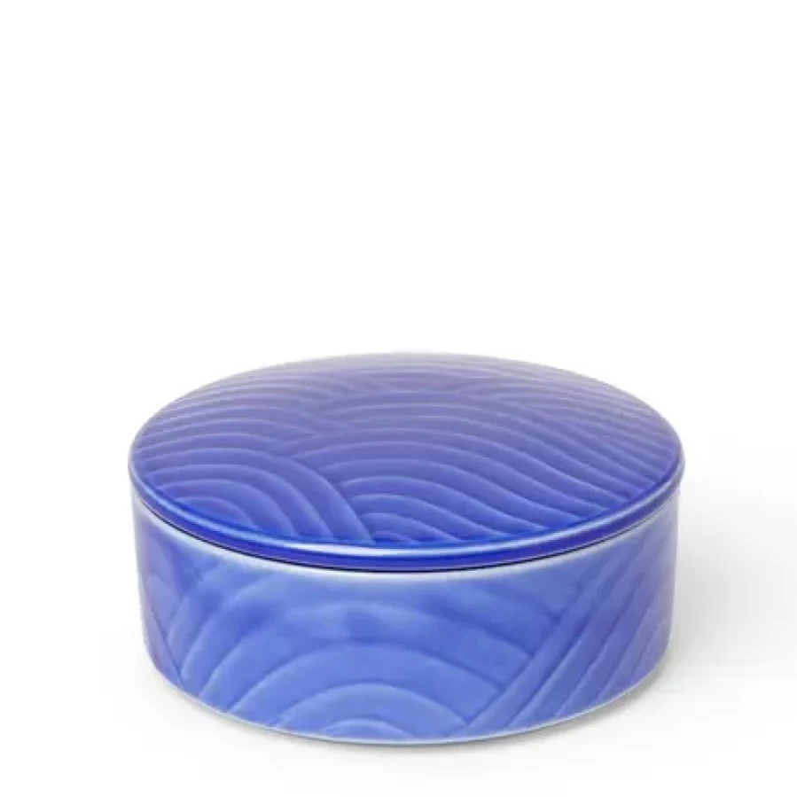"Miya Company Himari Blue Ceramic Bowl With Lid - Airtight Food Storage Cover"