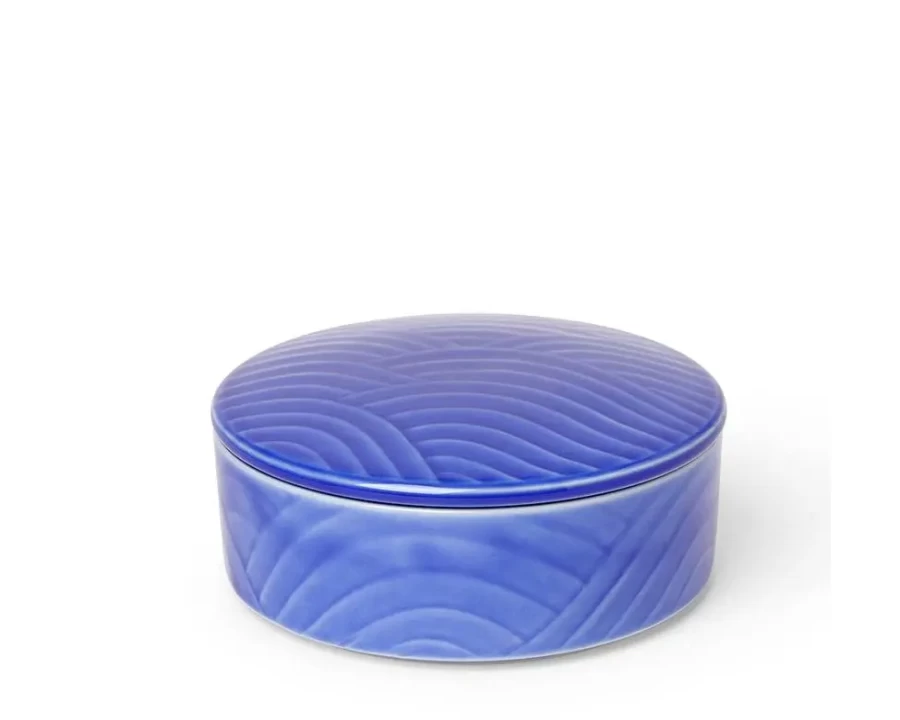 "Miya Company Himari Blue Ceramic Bowl With Lid - Airtight Food Storage Cover"