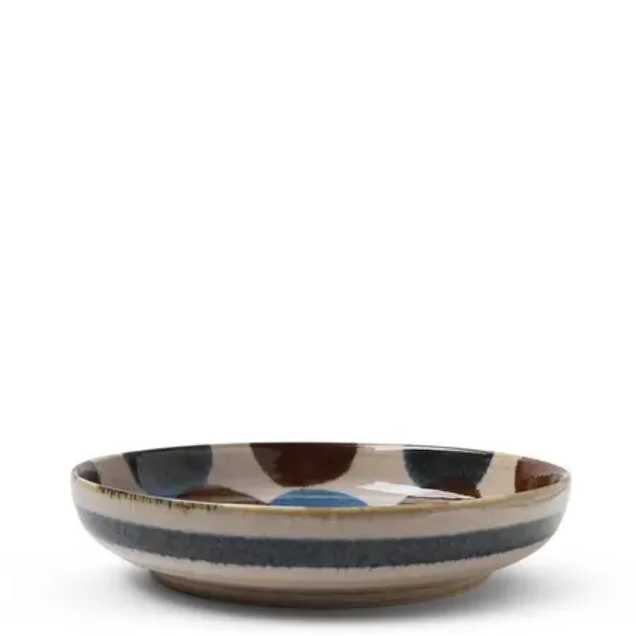 Miya Company Rustic Dots 7.75 Inch Shallow Bowl – Handcrafted Ceramic Serving Dish