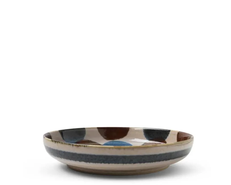Miya Company Rustic Dots 7.75 Inch Shallow Bowl – Handcrafted Ceramic Serving Dish
