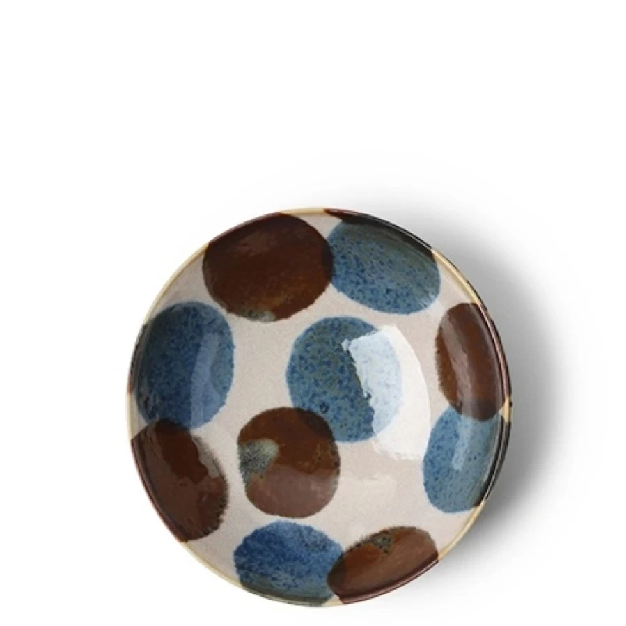 Rustic Blue and Brown Ceramic Bowl 5.75 Inch – Handcrafted by Miya Company