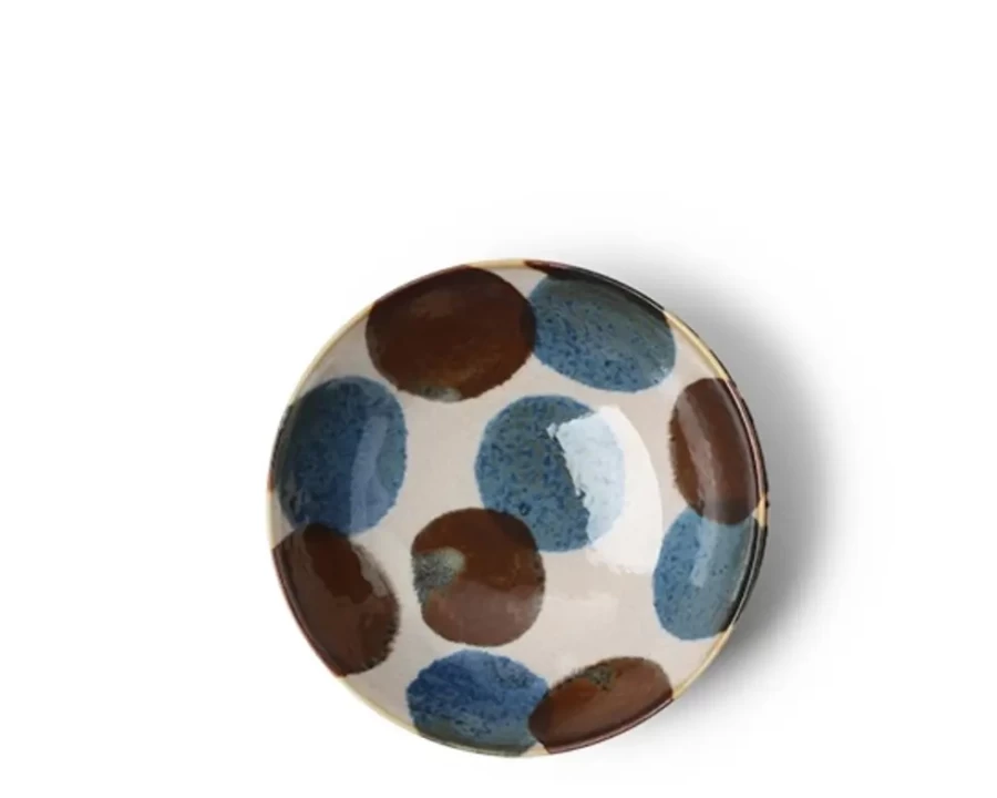 Rustic Blue and Brown Ceramic Bowl 5.75 Inch – Handcrafted by Miya Company