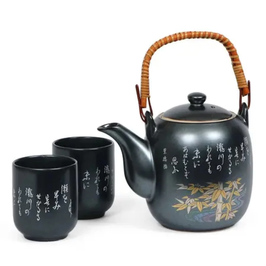 Miya Company Premium Gold Bamboo KinTake Tea Set - Handcrafted Japanese Style Ceremony Collection