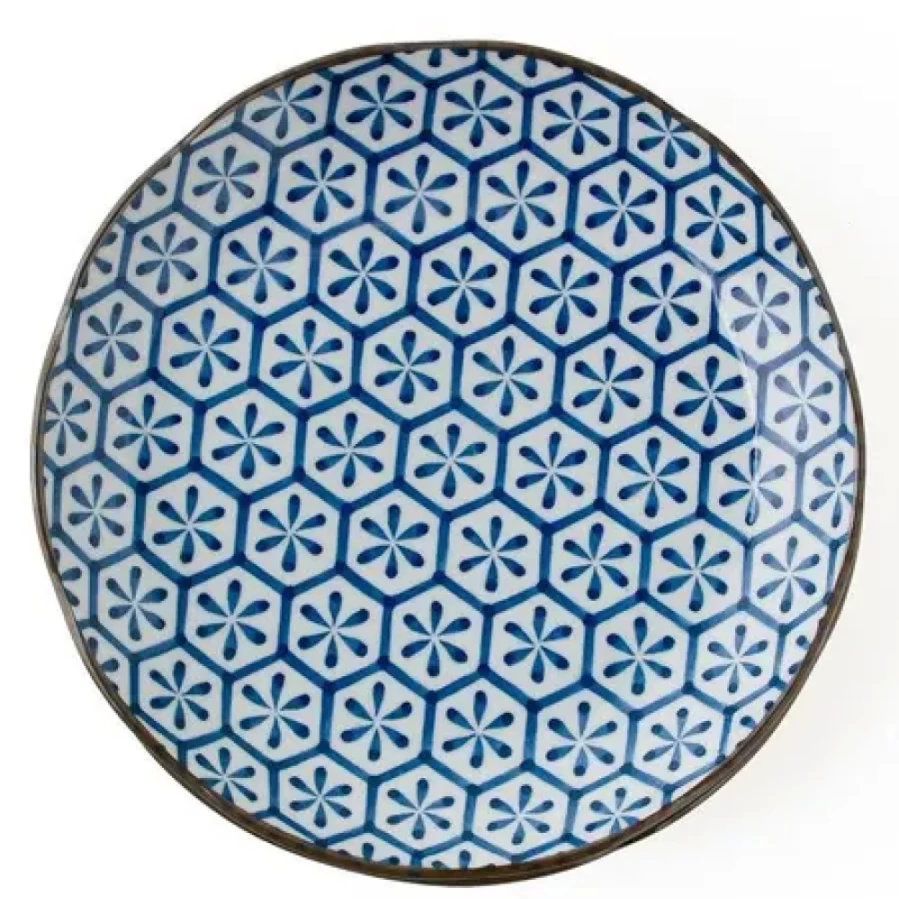 Miya Company Hana Kikkou Decorative Plate 10 Inch - Japanese Inspired Floral Design Ceramic Dish for Home Decor