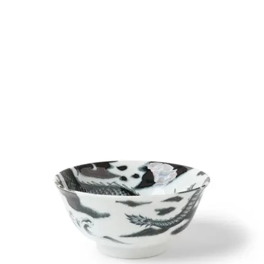 Miya Company Flying Dragon 5.75 Inch Ceramic Bowl - Elegant Gray Kitchen Dining Dishware