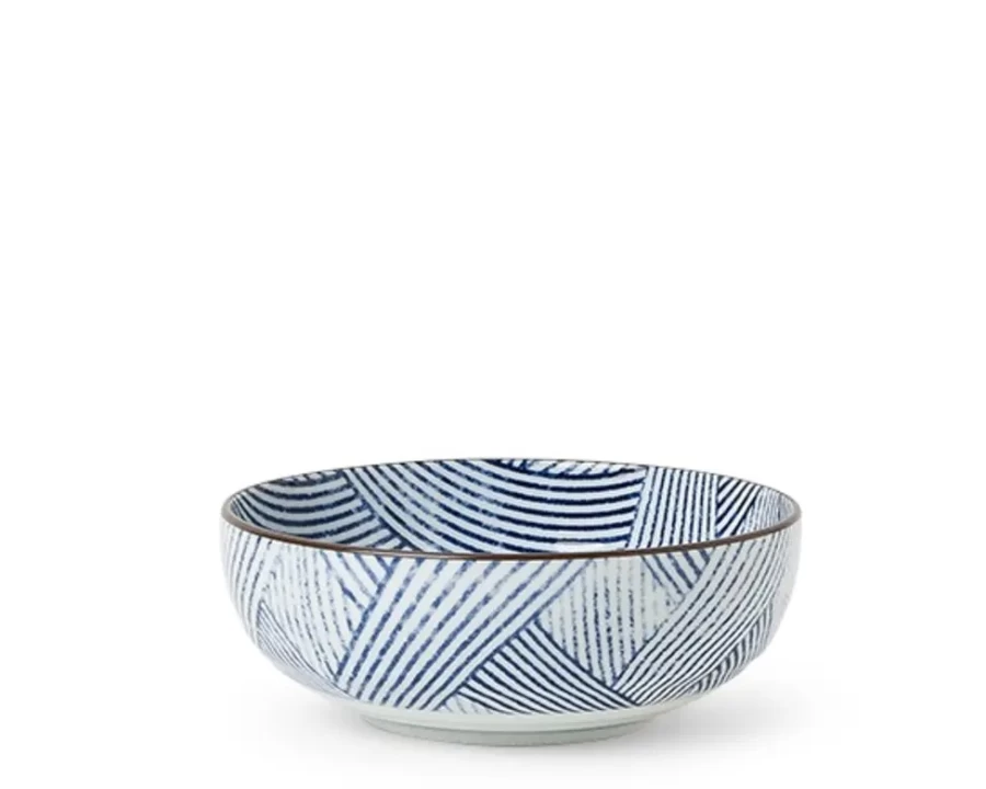 Miya Company Aizome Shima 7-Inch Ceramic Bowl – Handcrafted Japanese Style Dining & Serving Dish