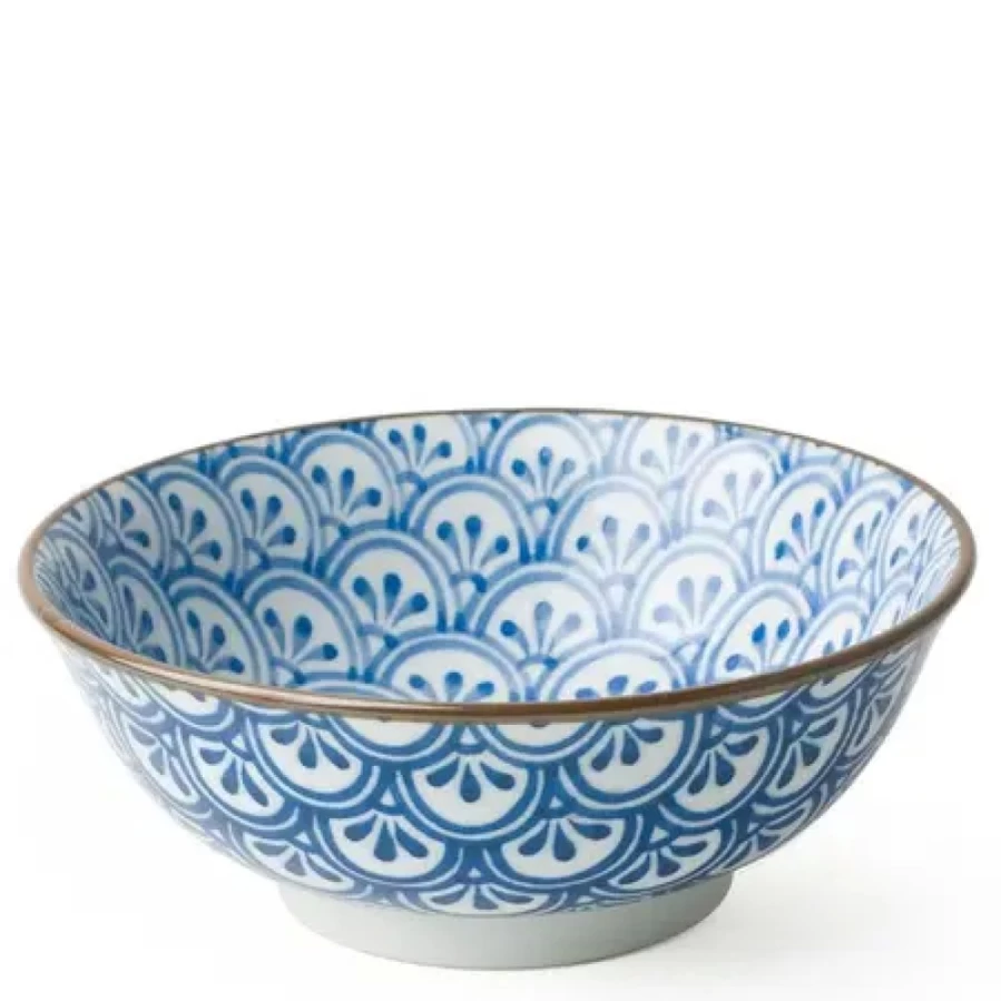 Miya Company Hana-Seigaiha Ceramic Bowl 7.5 Inch Japanese Handcrafted Decorative Serving Dish