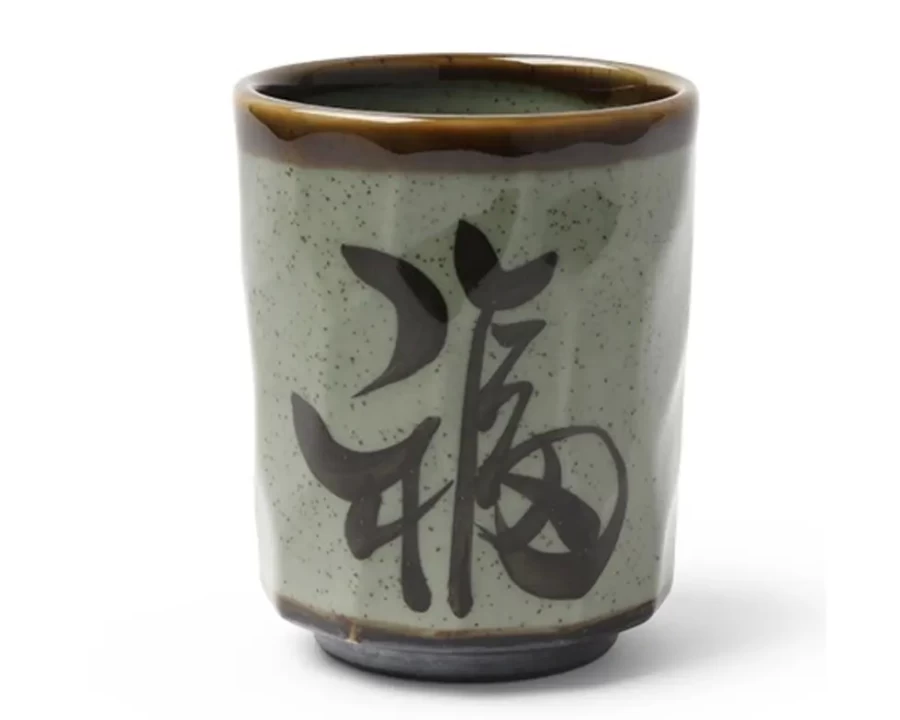 Miya Company Green Character Ceramic 8 Oz. Teacup - Handcrafted Collectible Tea Cup with Unique Design