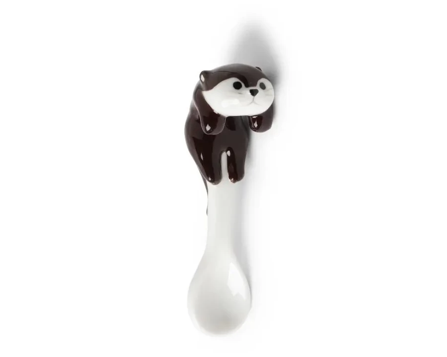 Miya Company Hanging Spoon Otter Figurine - Dark Brown Decorative Kitchen Accessory