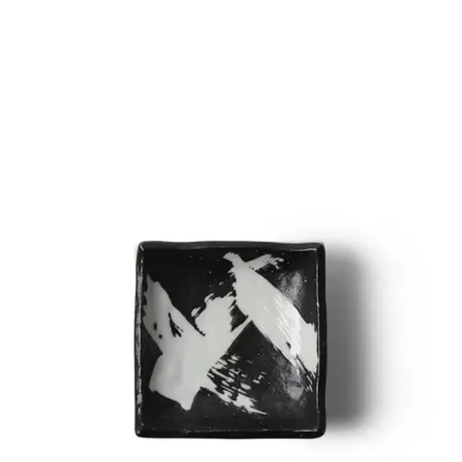 Miya Company Premium Black and White Brush Sauce Dish for Artistic Cooking and Serving
