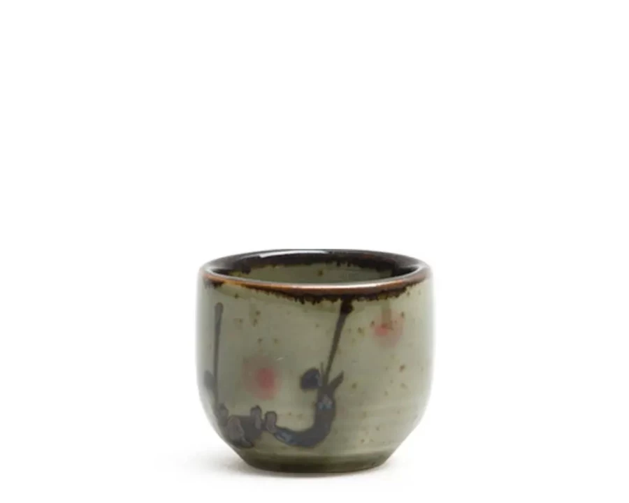 Miya Company Mashiko Plum Sake Cup - Handcrafted 1.2 Oz Ceramic Cup for Japanese Rice Wine