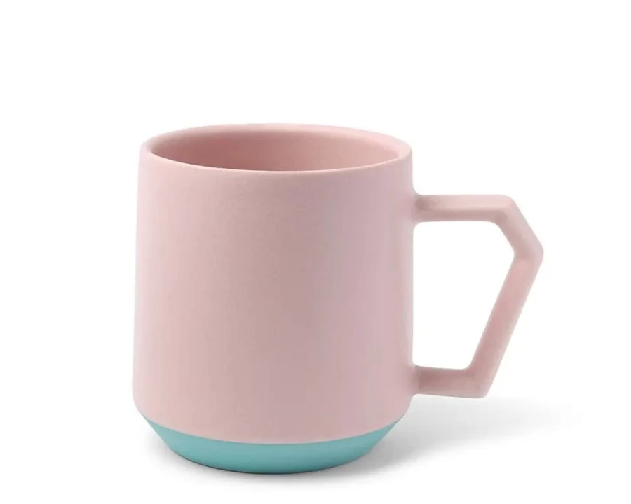 "Miya Company Pastel Pink 12oz Ceramic Coffee Mug - Chips Design"