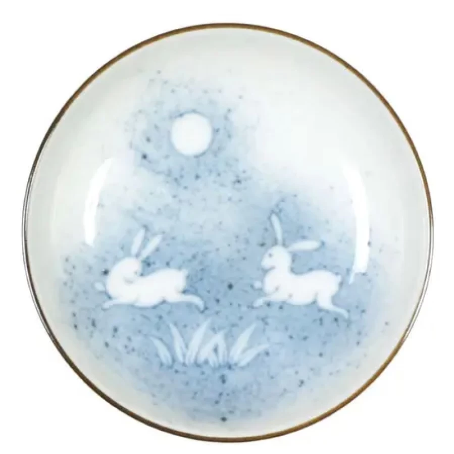 Miya Company Tsuki-Usagi 3.75 Inch Rabbit Design Ceramic Sauce Dish for Soy Sauce and Sushi